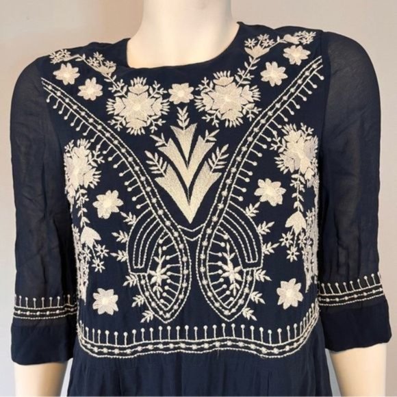 French Connection 'Kiko' Embroidered Crepe Babydoll Dress Size 2 - Picture 8 of 16